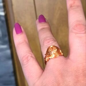 Disco Ball Copper Wire Wrapped Ring Sz 8.5